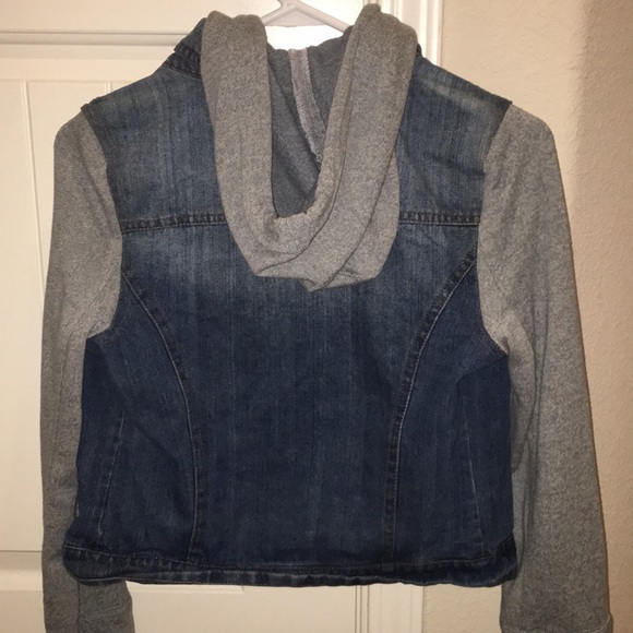 Jean Jacket with Gray Hood and Sleeves - Picture 3 of 3